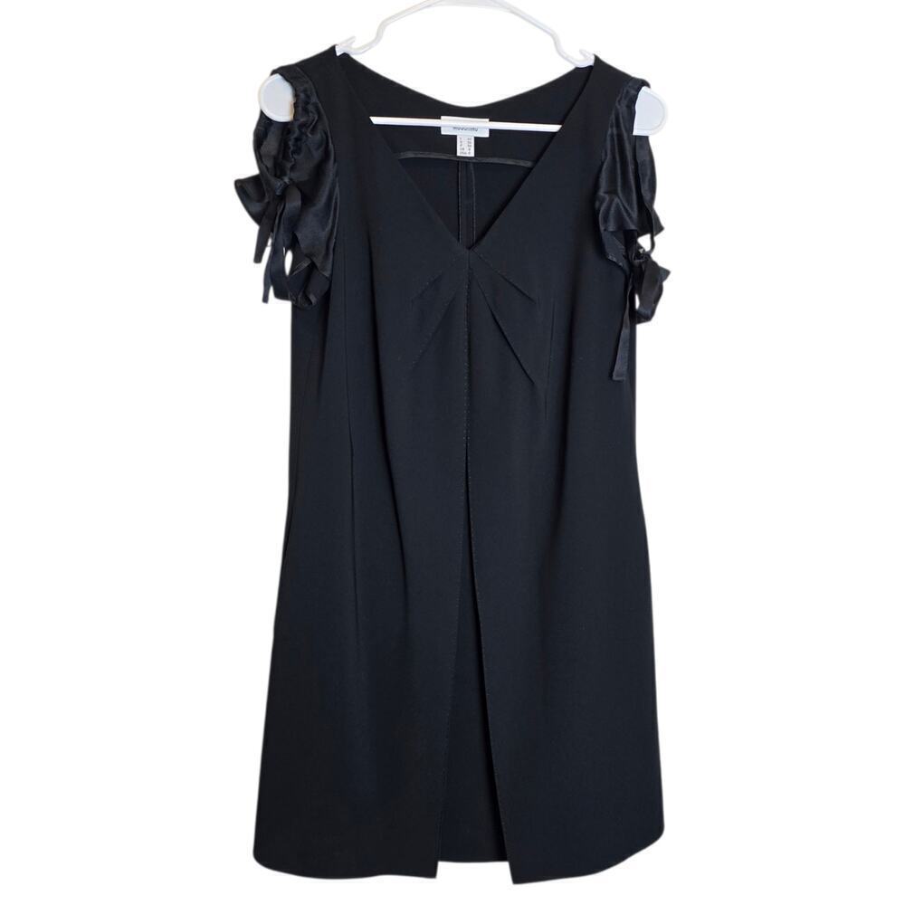Moschino Black Cold Shoulder Dress Size 6 Ruffle Sleeve Cocktail Mini Small